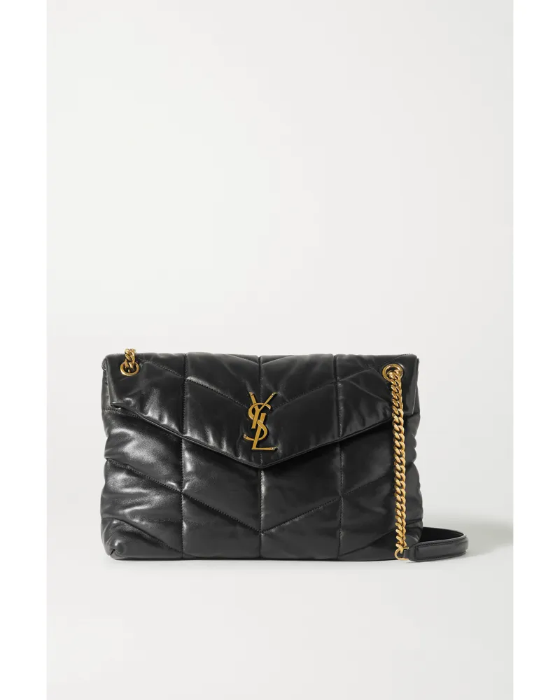 Saint Laurent Puffer Medium Quilted Leather Shoulder Bag - Black Black