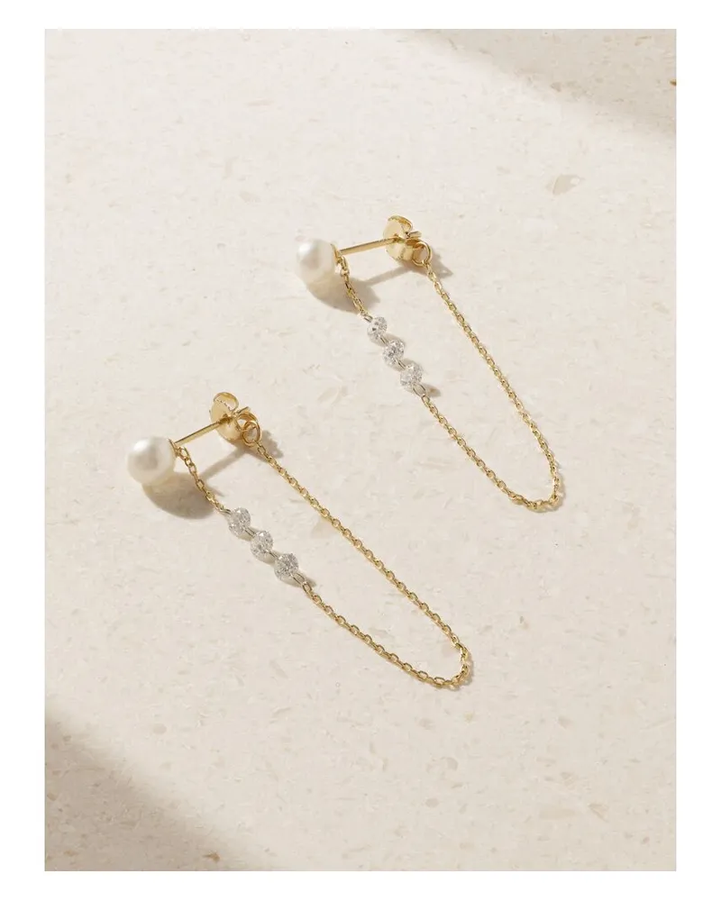 MIZUKI Ohrringe Aus 14 Karat Gold Mit Perlen Und Diamanten Gold