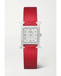 Hermès Heure H 25 Mm Kleine Uhr aus Edelstahl Weiß