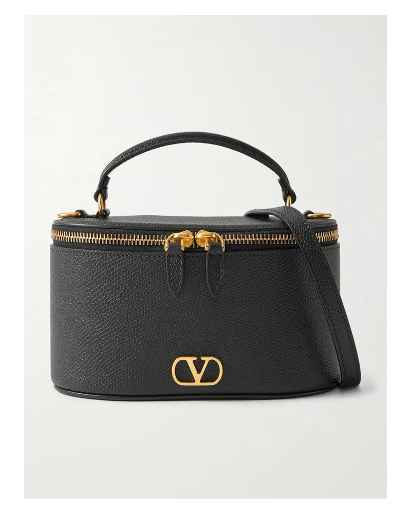 Valentino Garavani Vanity Case Textured-leather Shoulder Bag - Black Black