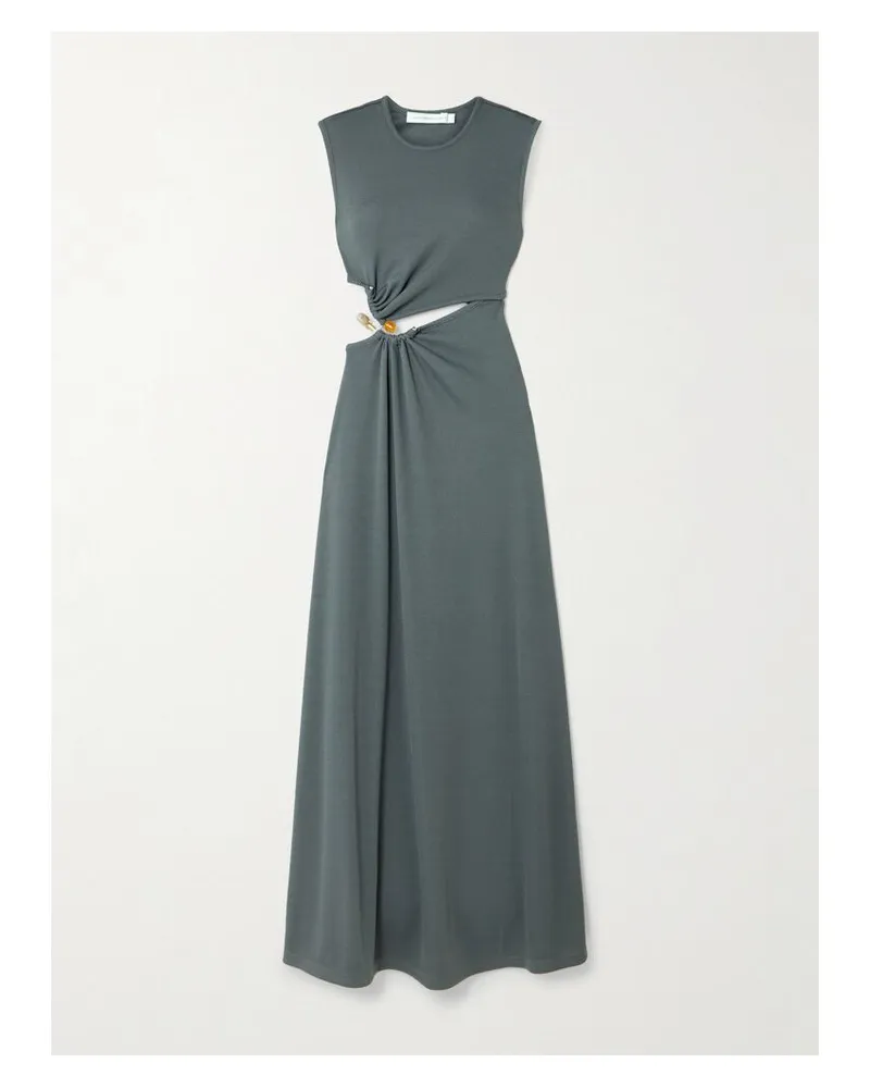 Christopher Esber Concave Maxikleid Aus Rippstrick Mit Cut-out Und Verzierungen - Grau Grau