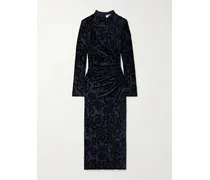 Alia Midikleid Aus Devoré-samt - Blau