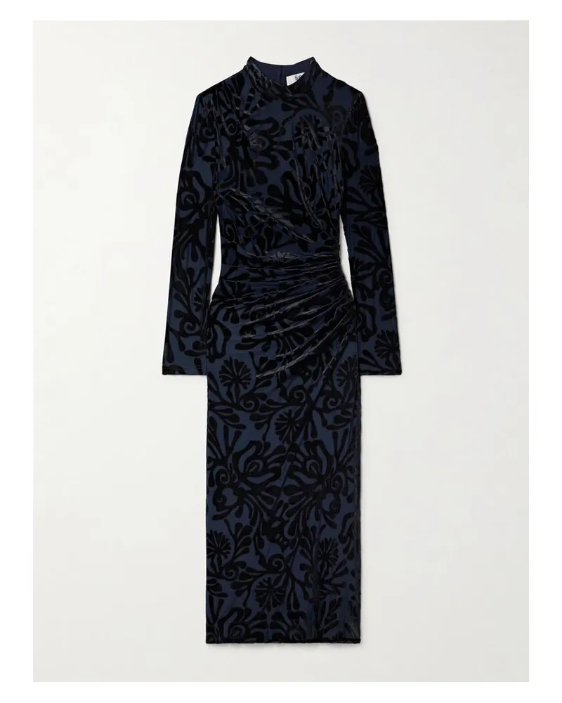 Sea Alia Midikleid Aus Devoré-samt - Blau Blau