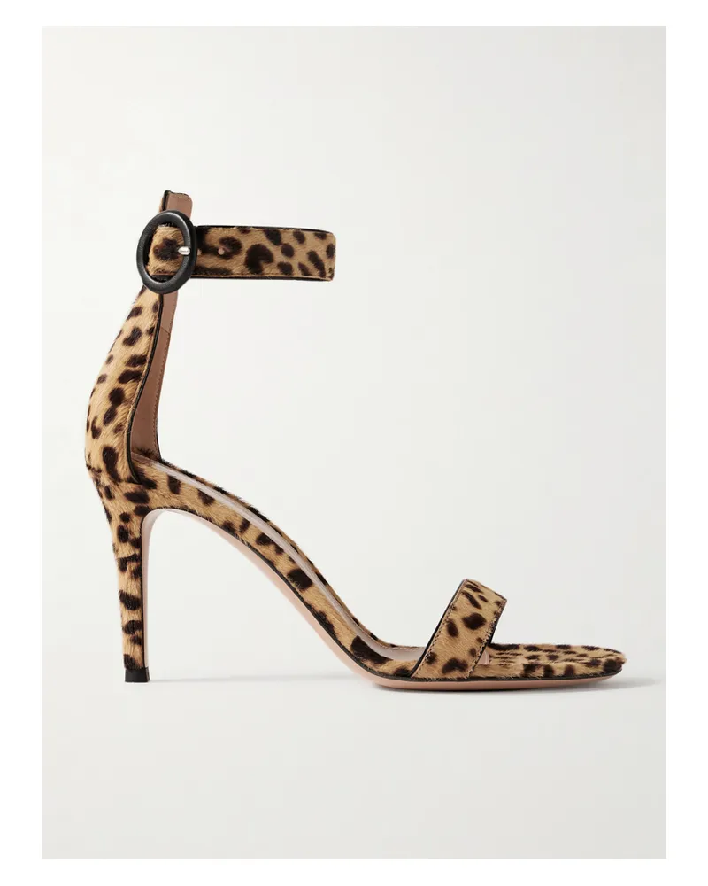 Gianvito Rossi Portofino 85 Sandalen Aus Leder In Ponyhaaroptik Mit Leopardenprint - Animal-Print Animal-print