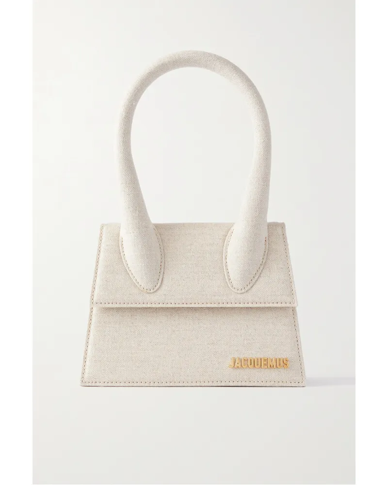 Jacquemus Le Chiquito Moyen Mini Tote aus Canvas Wollweiß