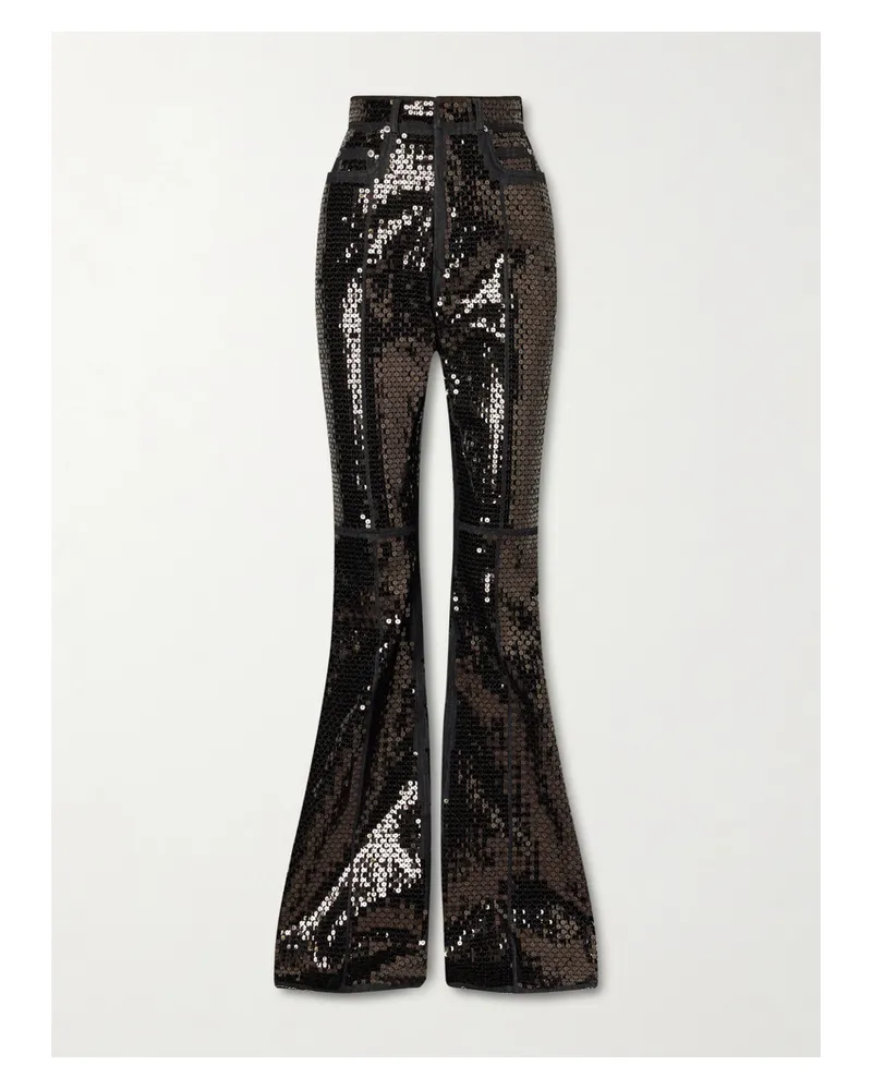Rick Owens Sequined High-rise Bootcut Jeans - Black Black
