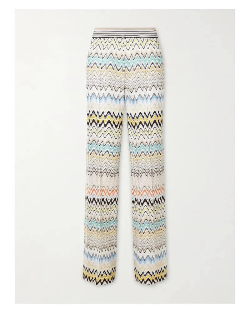 Missoni Striped Crochet-knit Wide-leg Pants - White White