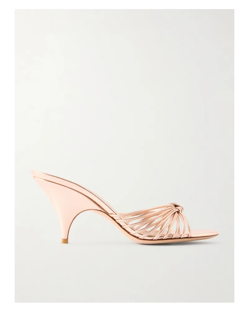 Gianvito Rossi 70 Knotted Metallic Leather Sandals - Rose gold Rose