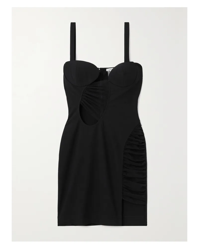 Nensi Dojaka Minikleid Aus Stretch-crêpe Mit Cut-outs Und Tülleinsätzen - Schwarz Schwarz