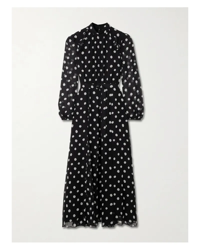 Saloni Jacqui-b Polka-dot Silk Crepe De Chine Maxi Dress - Black Black