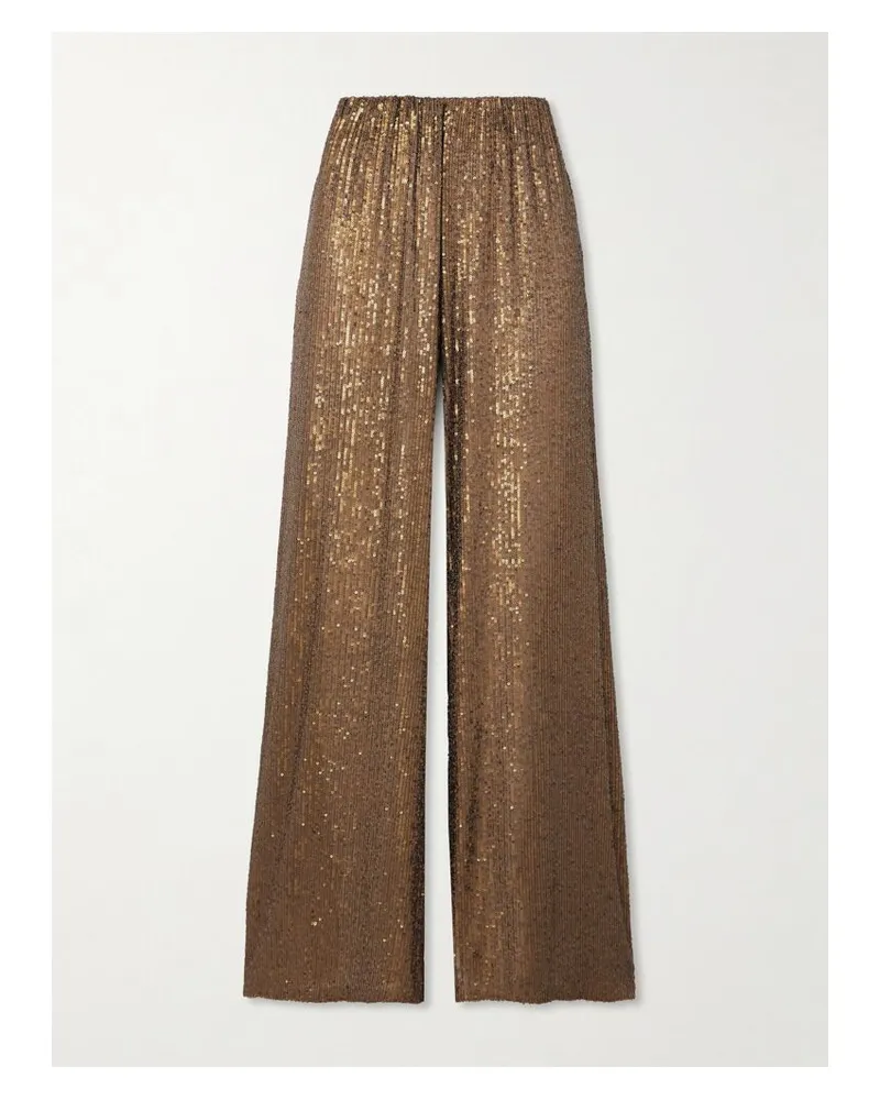 Norma Kamali Hose Mit Weitem Bein Aus Stretch-mesh Mit Pailletten - Metallic Metallic