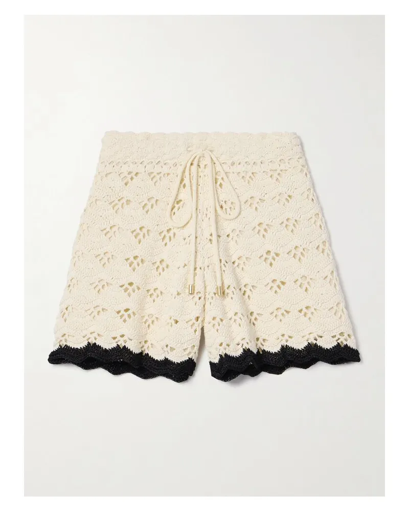 Zimmermann Rhiannon Shorts Aus Gehäkelter Baumwolle - Creme Creme