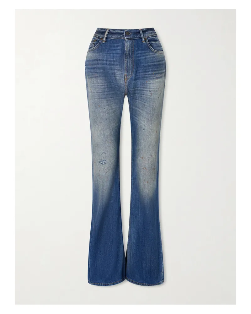 Acne Studios Hoch Sitzende Schlagjeans In Distressed-optik - Blau Blau