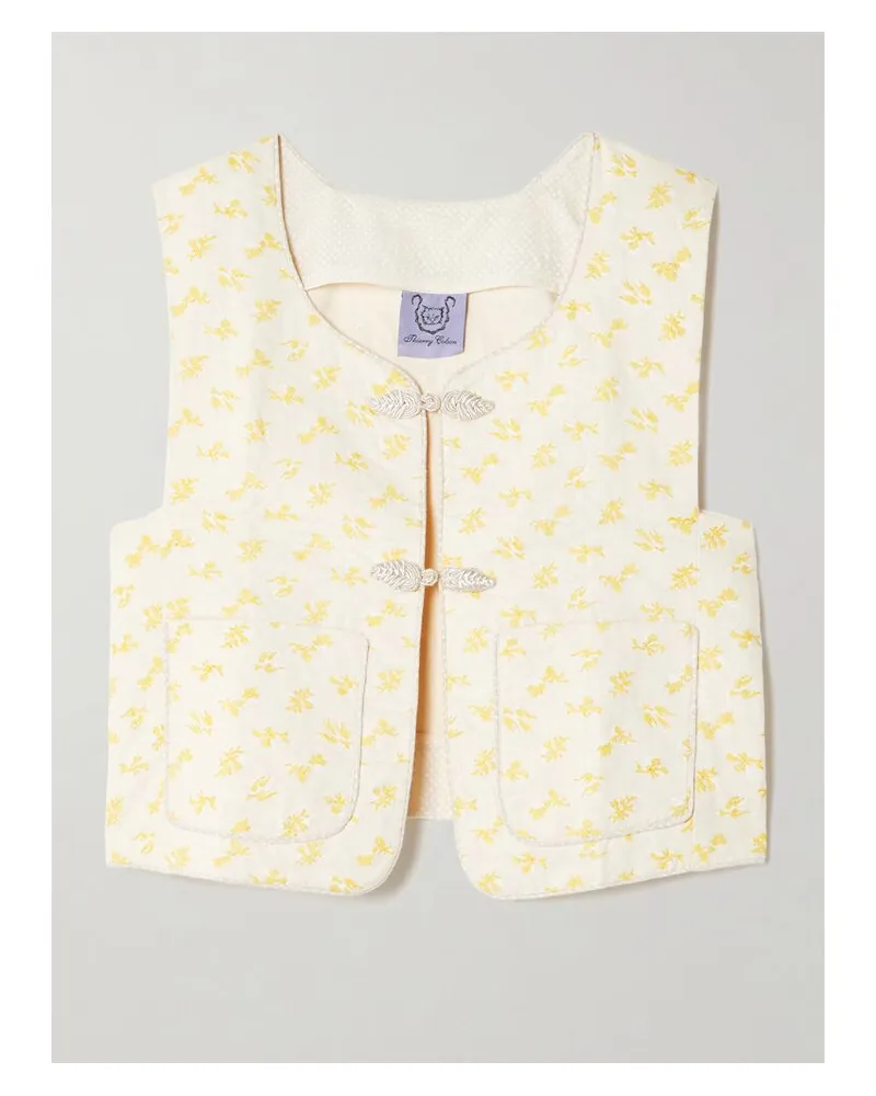 Thierry Colson Alois Weste Aus Bedrucktem, Gestepptem Baumwoll-voile - Gelb Gelb