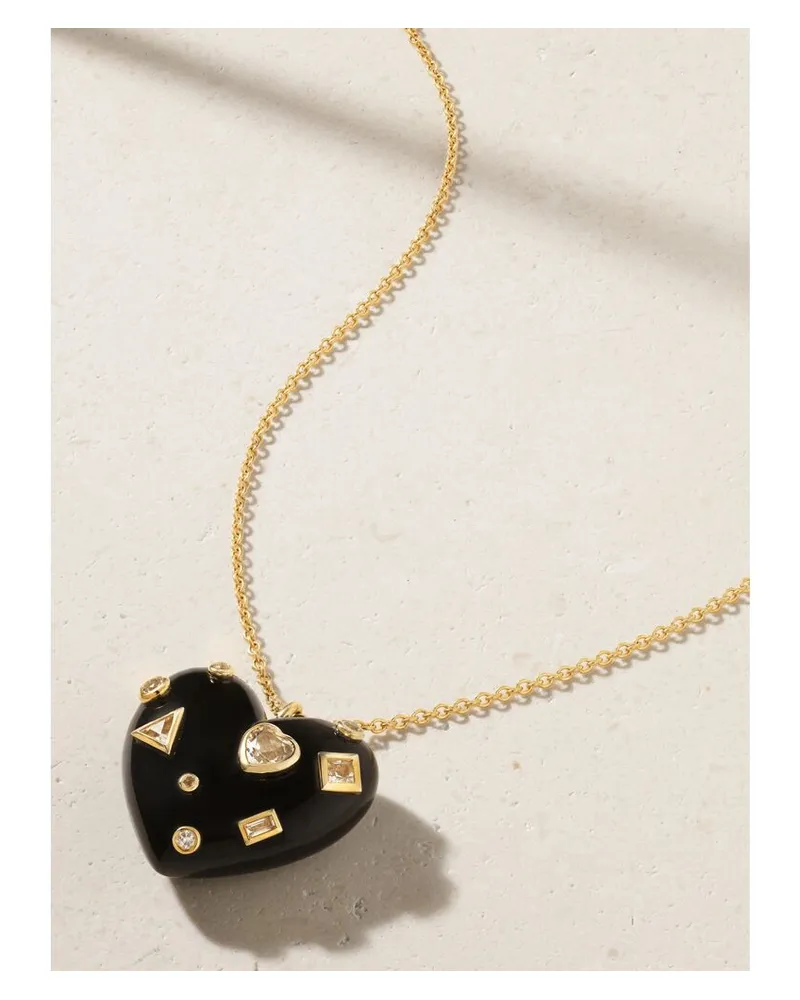 Yvonne Léon Kette Aus 9 Karat Gold Mit Onyx Und Topasen Gold