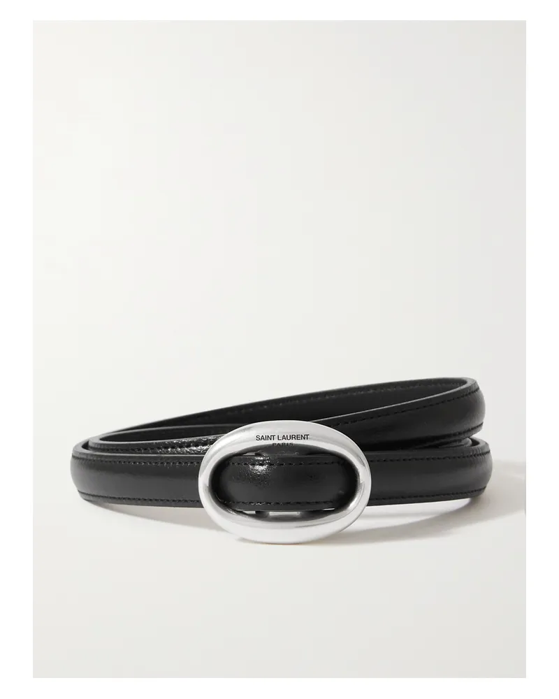 Saint Laurent Glossed-leather Belt - Black Black