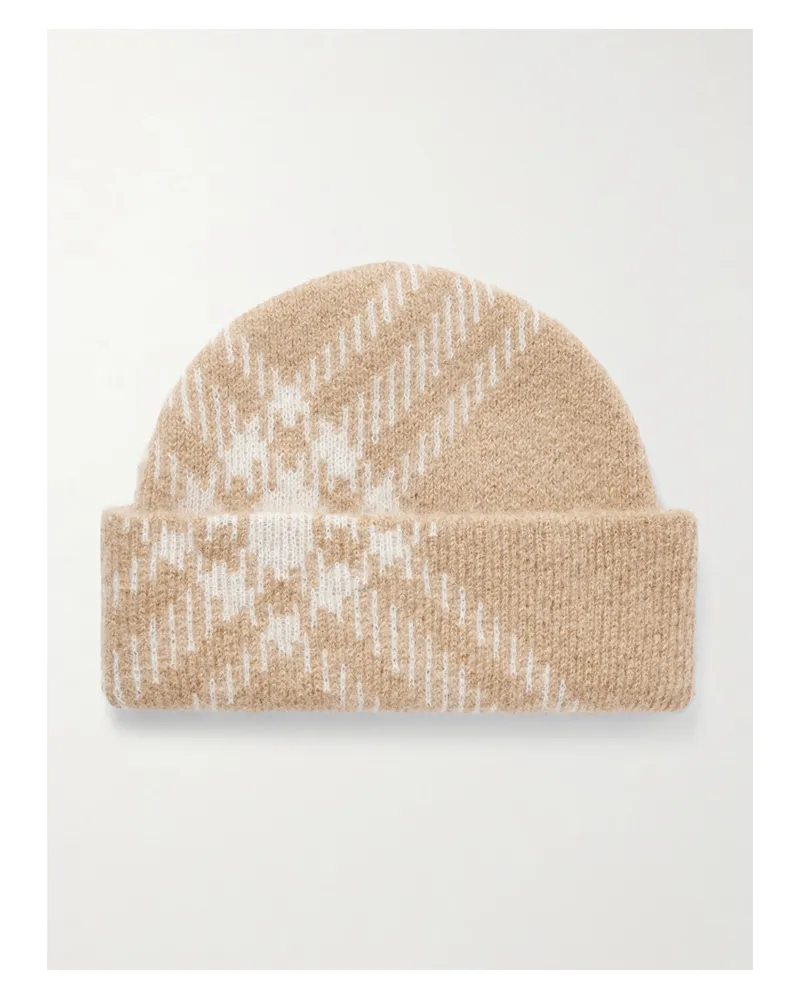 Burberry Beanie Aus Einer Karierten Mohairmischung - Neutral Neutral