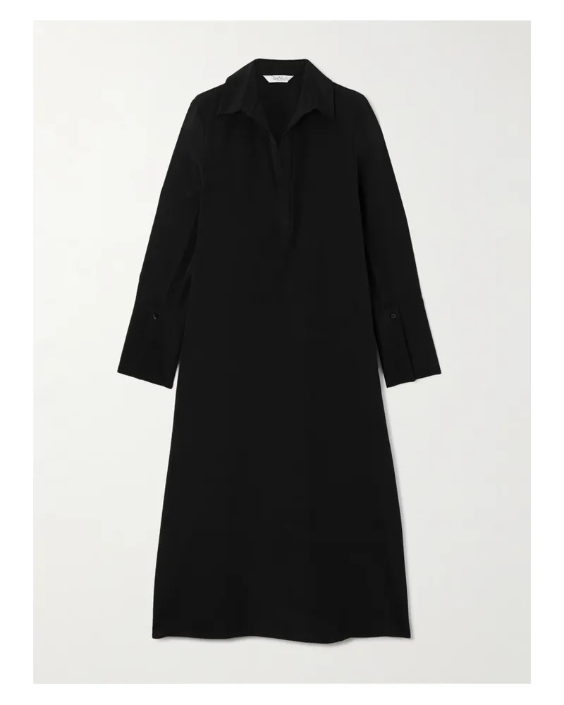 Max Mara Ossola Hemdblusenkleid Aus Einer Seidenmischung - Schwarz Schwarz