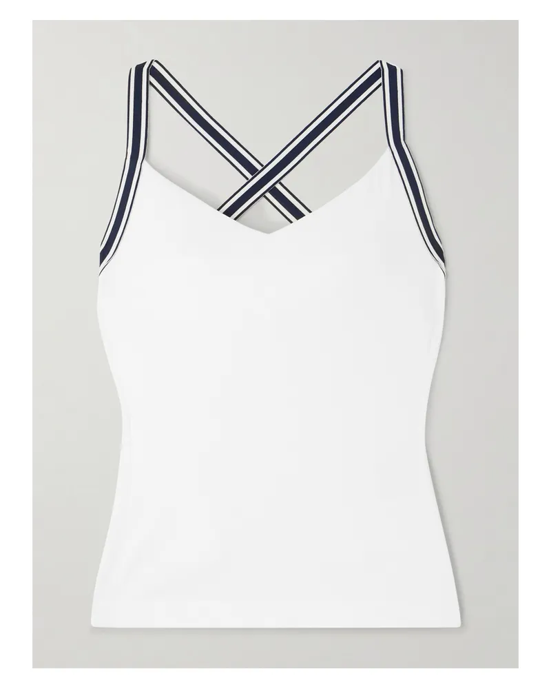 Tory Sport Tanktop Aus Stretch-jersey Mit Mesh-einsätzen Und Ripsband - Weiß Weiß