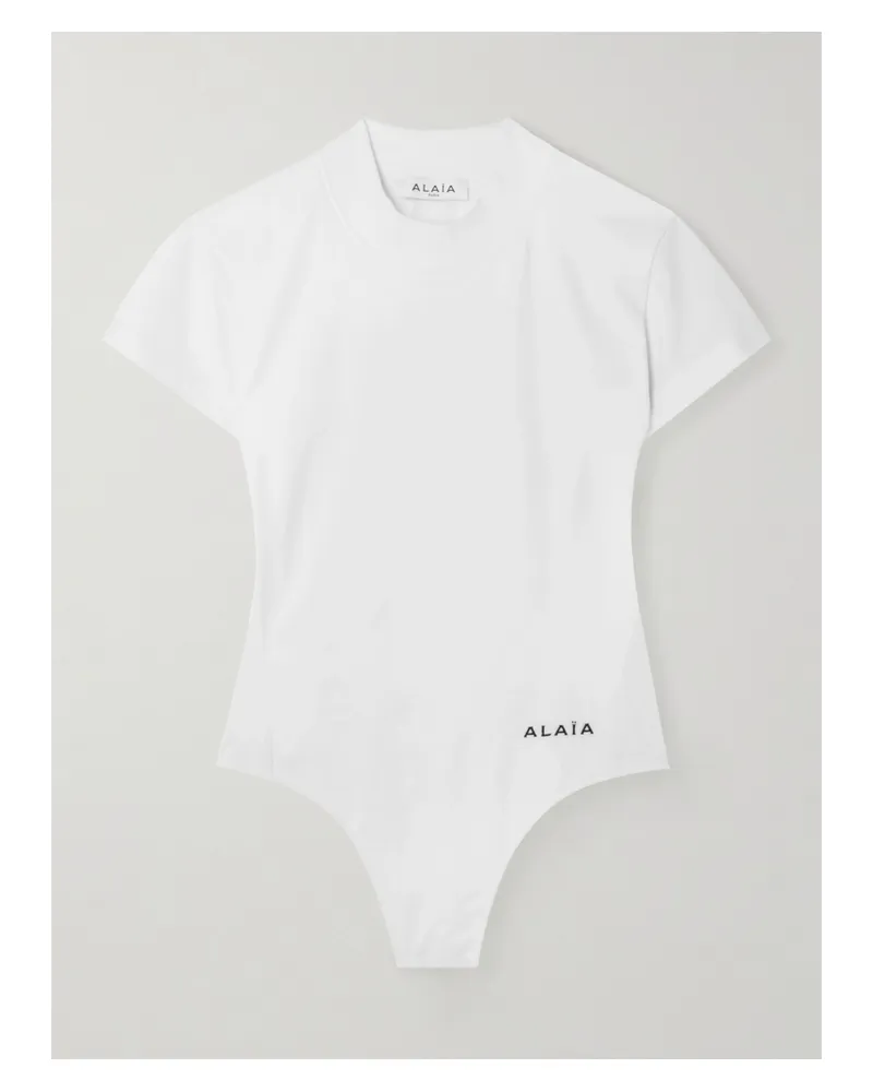 Alaïa Embroidered Stretch-cotton Jersey Bodysuit - White White