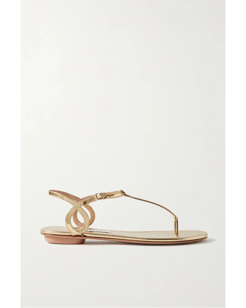 Aquazzura Almost Bare Zehensandalen aus Metallic-leder Gold