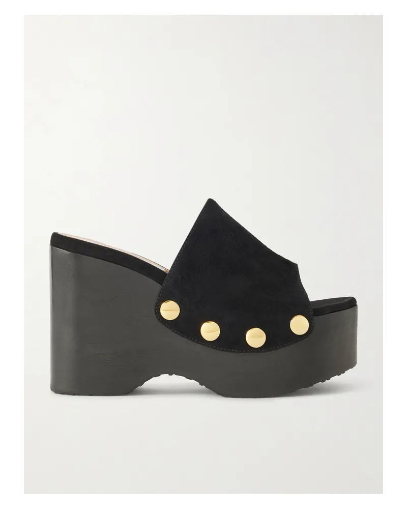 Gianvito Rossi 60 Plateau-wedges Aus Veloursleder Mit Nieten - Schwarz Schwarz