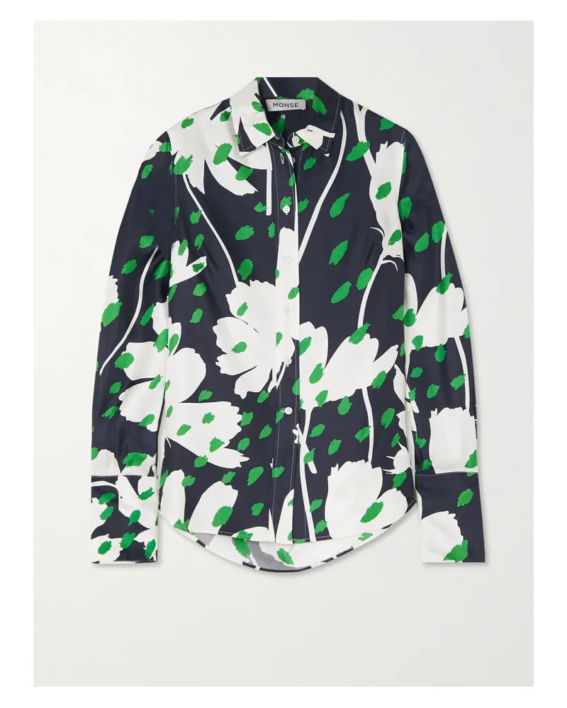 Monse Hemd Aus Seiden-twill Mit Blumenprint Und Cut-out - Blau Blau