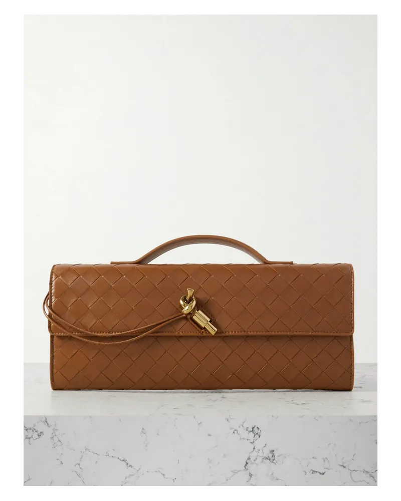 Bottega Veneta Long Andiamo Intrecciato Leather Clutch - Brown Brown