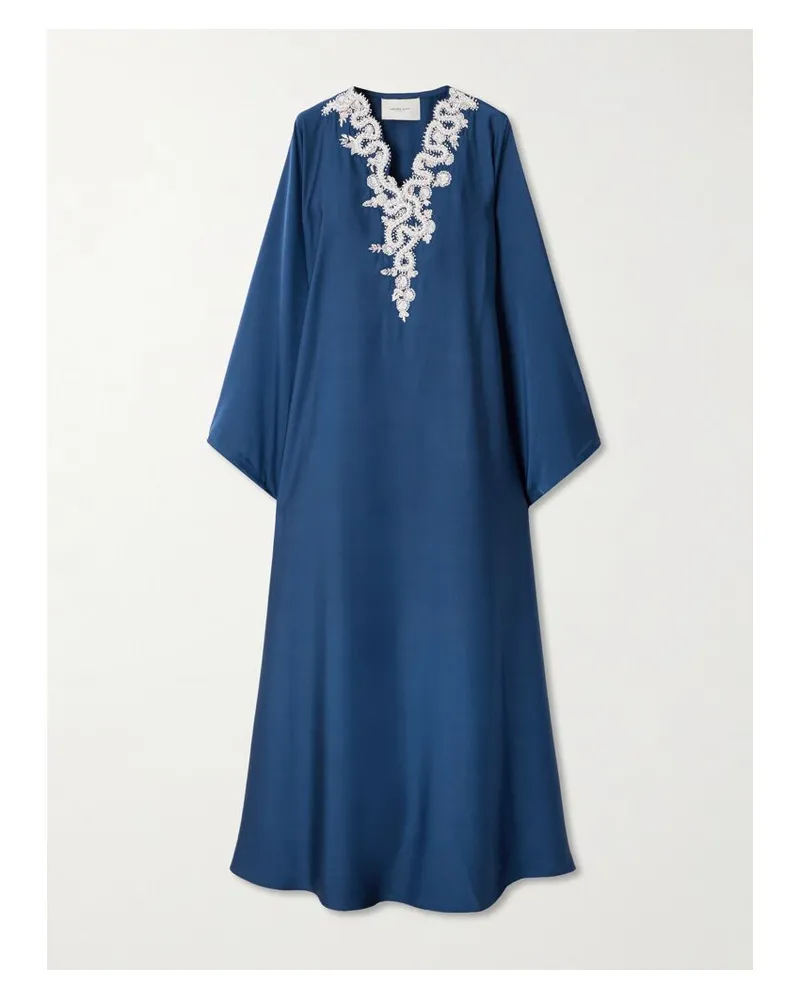 SHATHA ESSA Robe Aus Twill Mit Stickereien Und Kunstperlen - Blau Blau