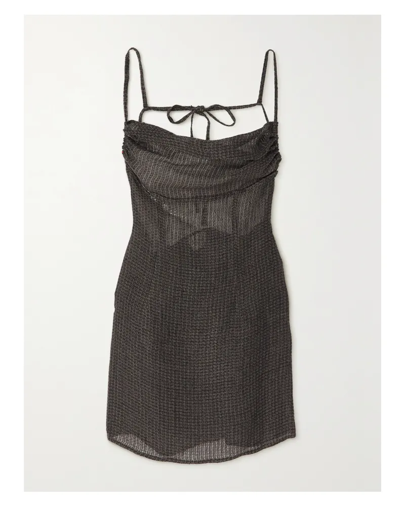 Le Kasha 1918 Kharga Wandelbares Minikleid Aus Bioleinen Mit Raffungen - Grau Grau