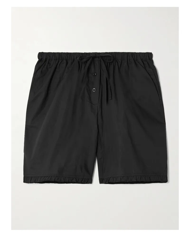 Deiji Studios Flounce Shorts Aus Baumwollpopeline Mit Rüschen - Schwarz Schwarz