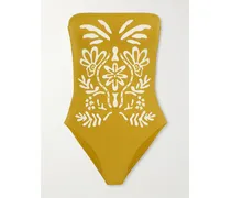 Maharani Strapless Printed Swimsuit - Yellow