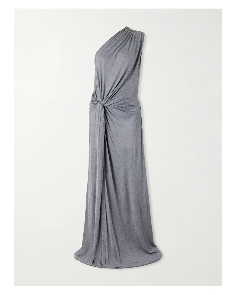 Alex Perry One-shoulder Twist-front Draped Jersey Gown - Gray Gray