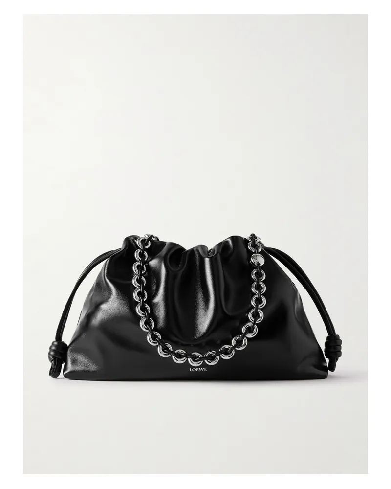 Loewe Flamenco Large Embellished Leather Clutch - Black Black