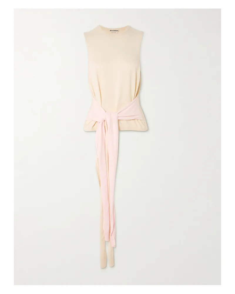 J.W.Anderson Tie-detailed Cotton And Cashmere-blend Tank - Neutrals Neutrals