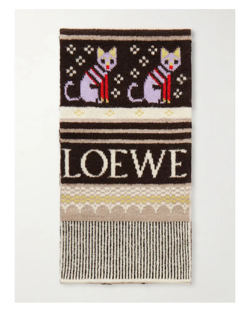 Loewe Intarsia-knit Wool-blend Scarf - Multi Multi