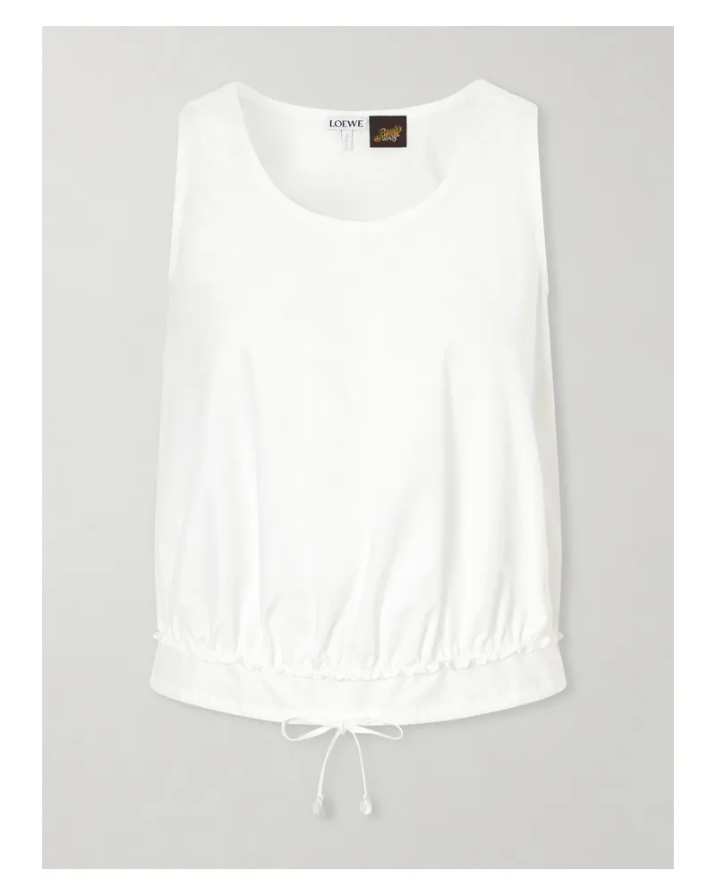 Loewe Paula's Ibiza Anagram Appliquéd Cotton-popeline Top - White White