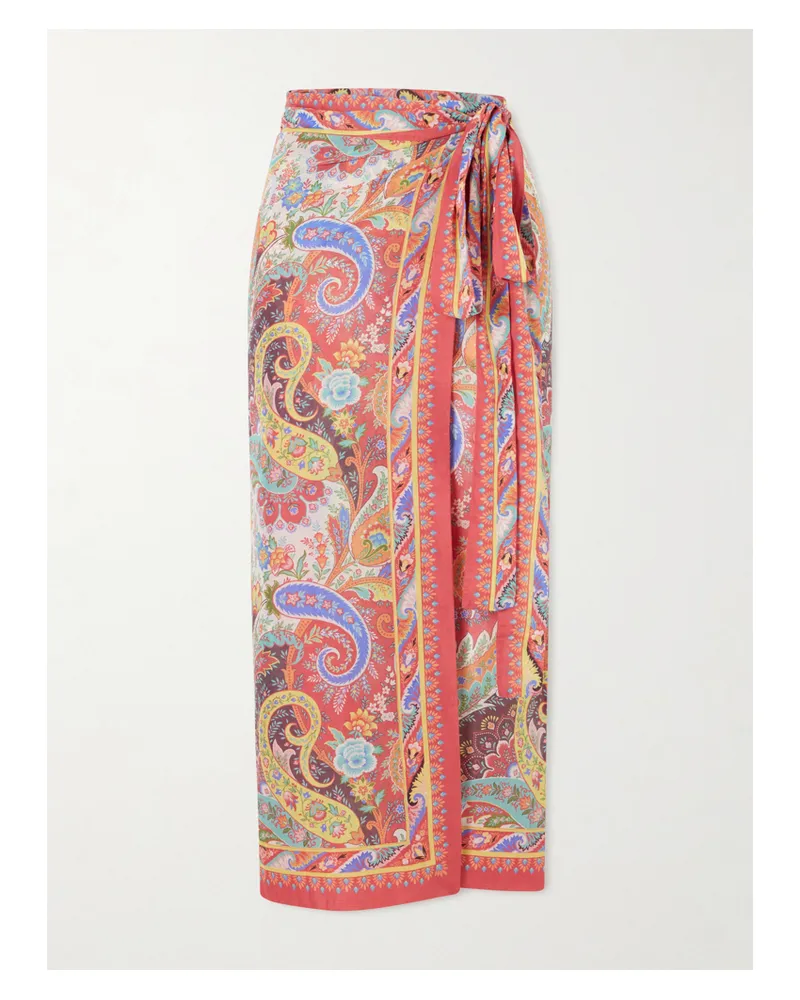 Etro Paisley-print Voile Coverup - Burgundy Burgundy