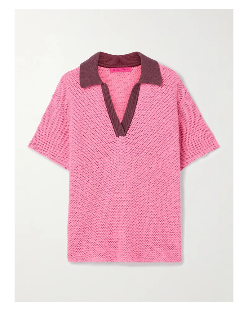 The Elder Statesman Oversized-polohemd Aus Gehäkelter Baumwolle - Pink Pink