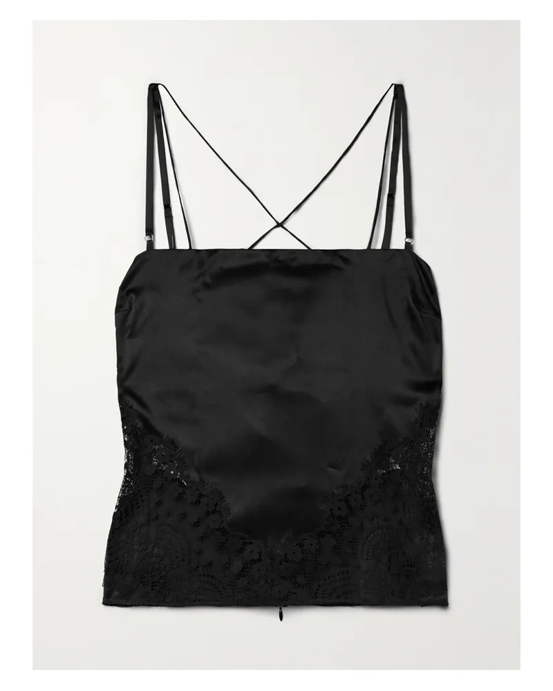 Tom Ford Top Aus Satin Aus Einer Seidenmischung Mit Spitzenbesätzen - Schwarz Schwarz