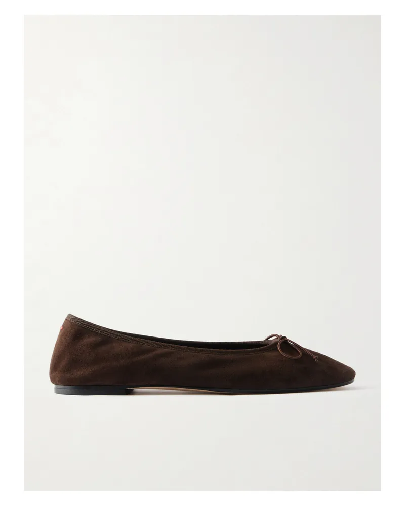 aeyde Tiby Bow-detailed Suede Ballet Flats - Brown Brown