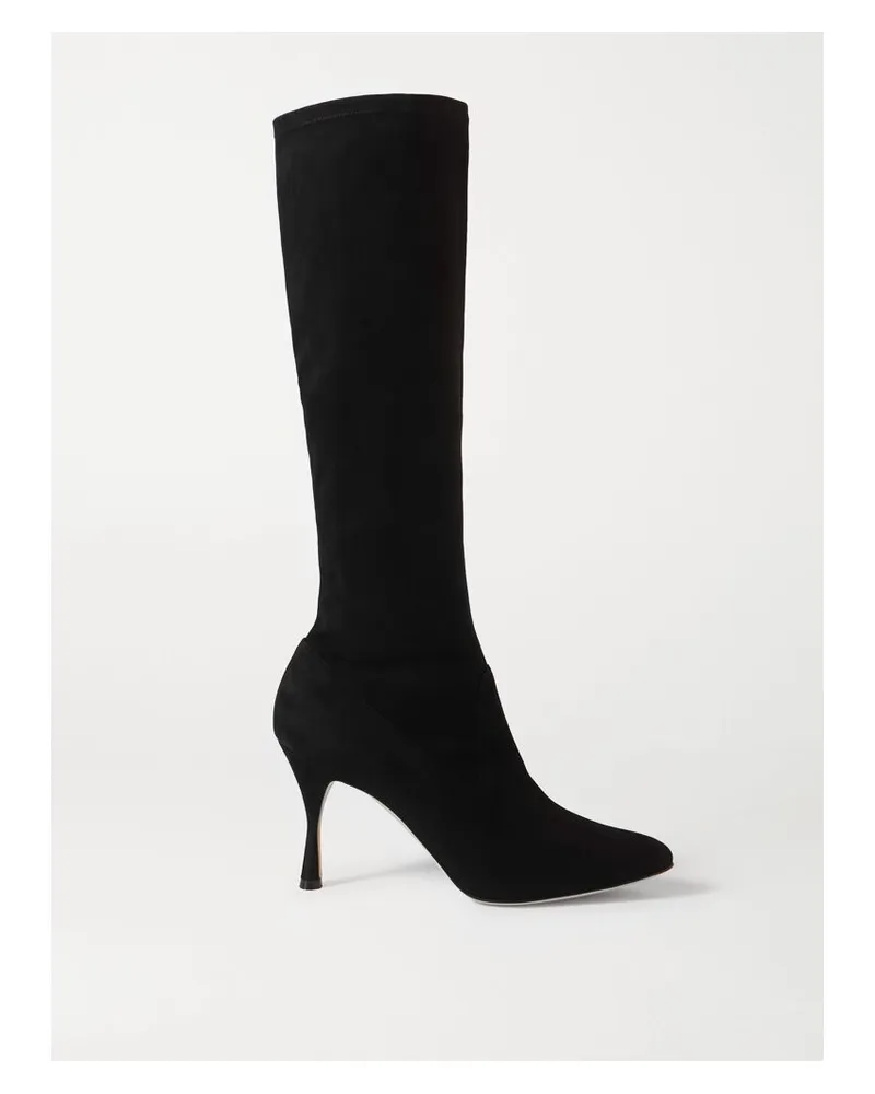 Manolo Blahnik Pamfilo 90 Kniehohe Stiefel Aus Elastischem Veloursleder - Schwarz Schwarz