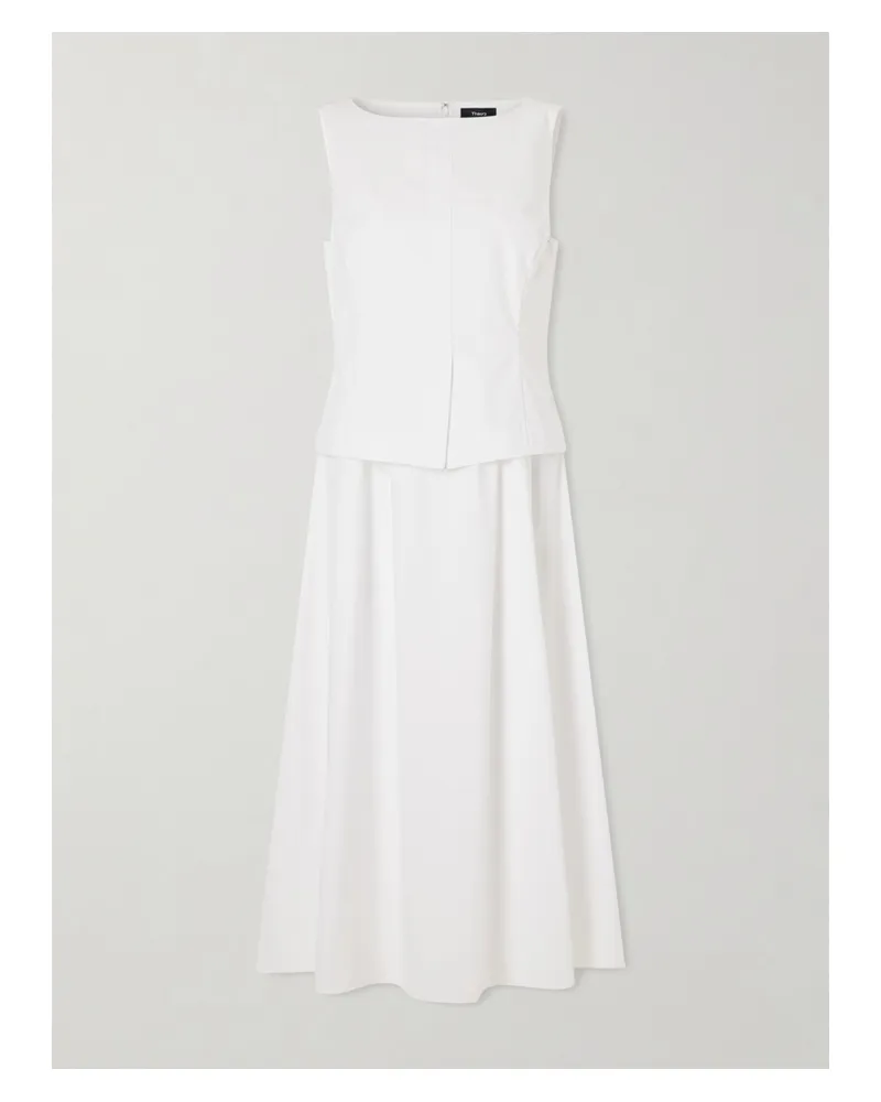 Theory Cotton-blend Poplin Midi Dress - White White