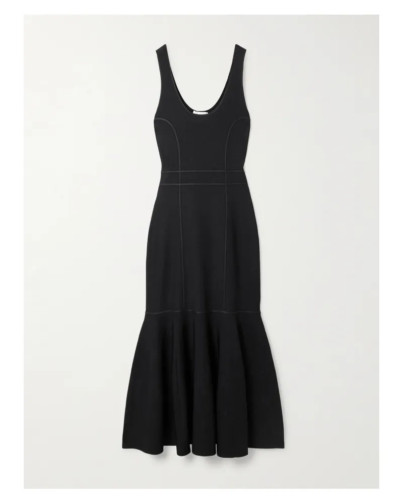 Zimmermann Midikleid Aus Strick Mit Volant - Schwarz Schwarz