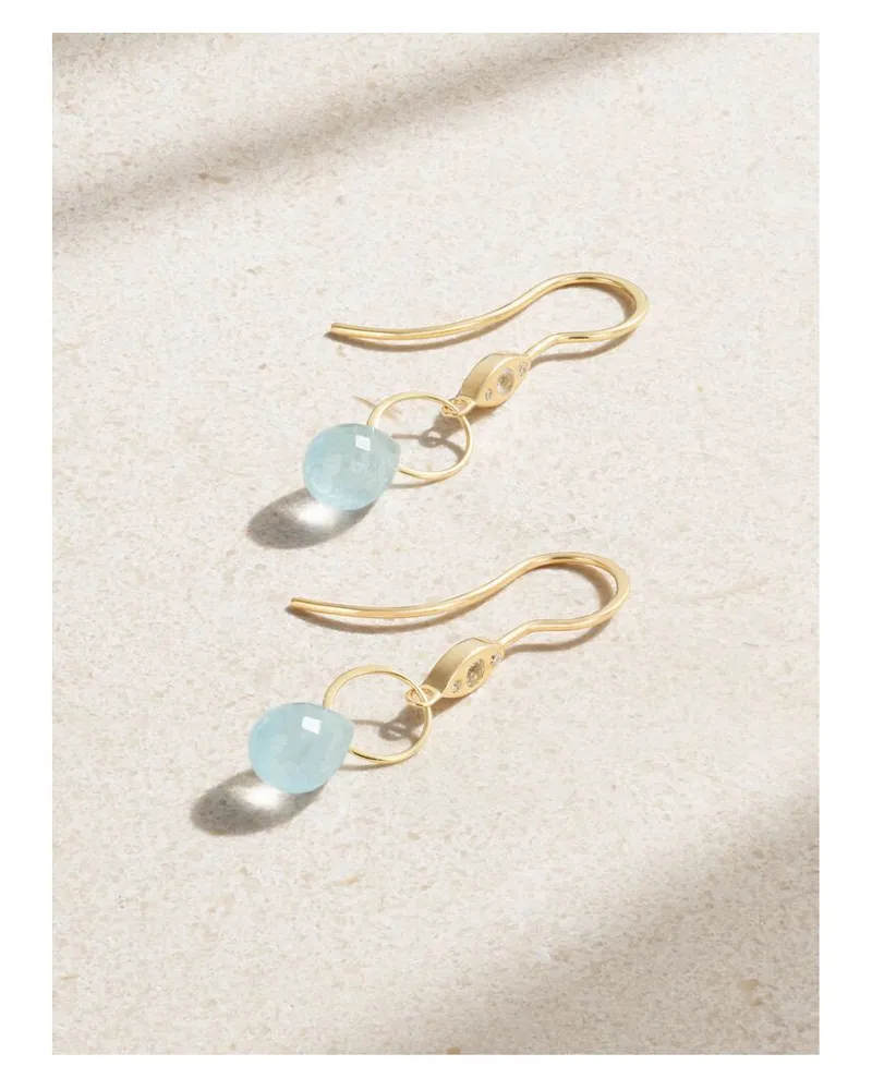 Melissa Joy Manning Ohrringe Aus Recyceltem 14 Karat Gold Mit Aquamarinen Und Diamanten Gold