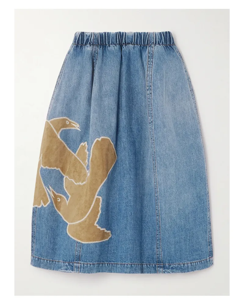 Marni Midi-jeansrock Aus Denim Mit Raffung - Blau Blau