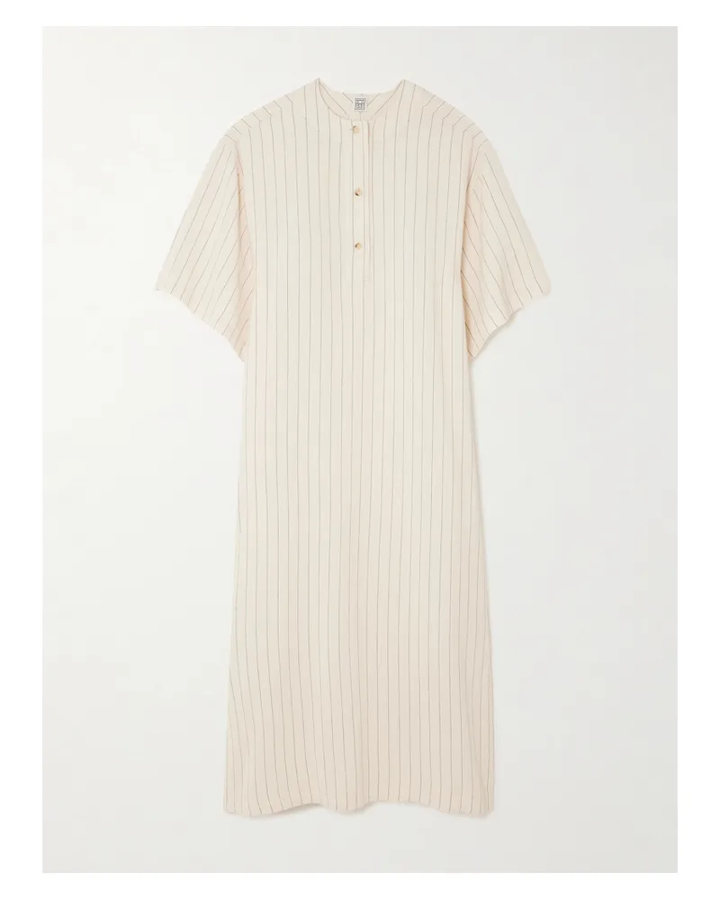 Totême Midikleid Aus Crêpe Mit Nadelstreifen - Ecru Ecru