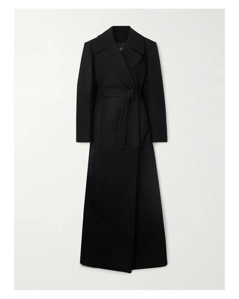 Dries van Noten Mantel Aus Einer Wollmischung Mit Samtbesätzen, Verzierungen Und Bindegürtel - Schwarz Schwarz