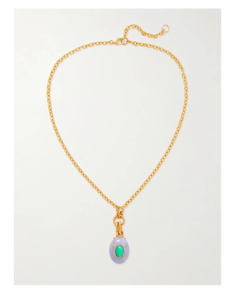 Lizzie Fortunato Yucca Vergoldete Kette Mit Achat Und Chrysoprasen - Mehrfarbig Mehrfarbig