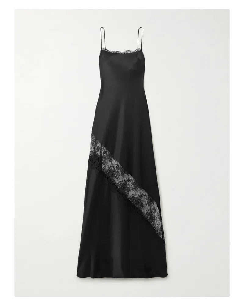 Alex Perry Robe Aus Satin Mit Spitzenbesätzen - Schwarz Schwarz